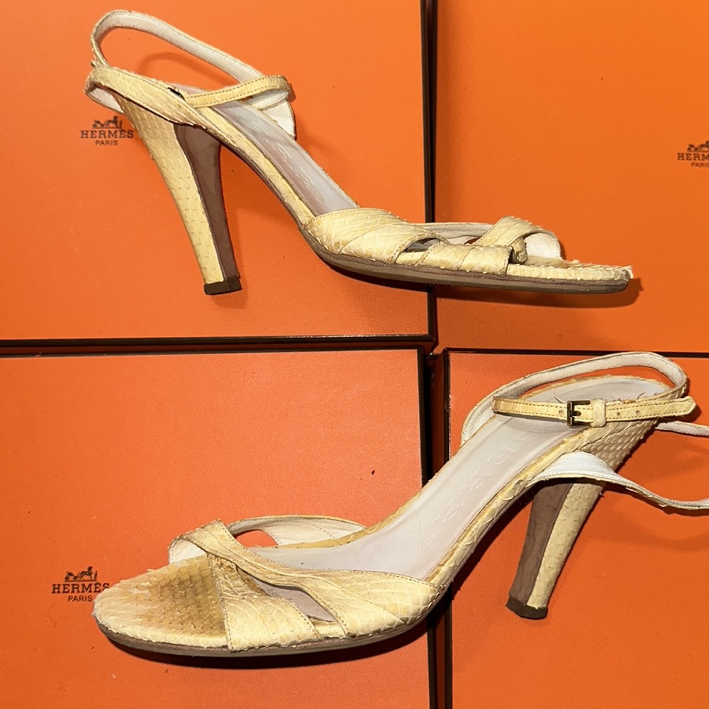 Burberry Yellow Python Slingback Heels - image 2